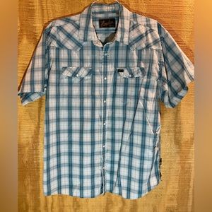Howler Bros Shirt Plaid Pearl Snap Short Sleeve Western Men Size XL